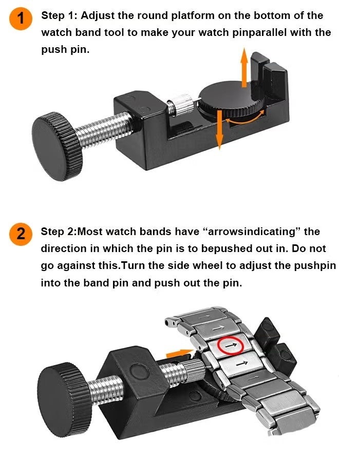 Wristwatch Strap Adjusting Repair Tool With Double-sided hammer and 3 Replaceable Pins，Durable Metal Watch Link Remover kit .For removing strap links and adjusting watch size - Image 3